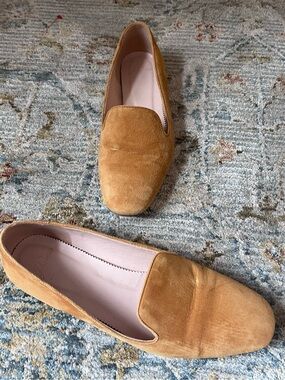 J. Crew Mustard Suede Smoking Slippers Size 8